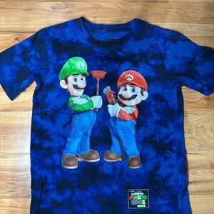 Nintendo Blue and Green Short Sleeve Tee with Mario and Luigi